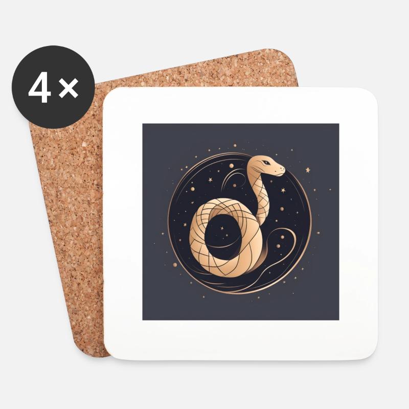 snake - Untersetzer (4er-Set) - Weiß