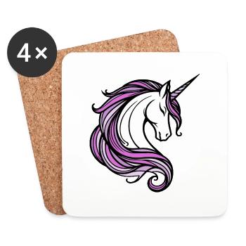 Licorne - Dessous de verre (lot de 4) - blanc - Devant