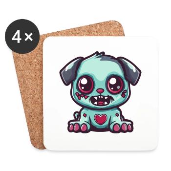 Dog Halloween Zombie Baby - Coasters (set of 4) - white - Front
