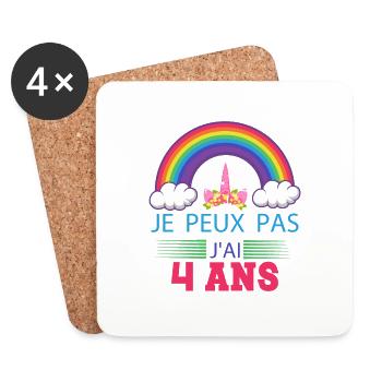 I can't I'm 4 years old - Coasters (set of 4) - white - Front