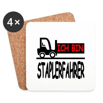 Gabelstapler - Untersetzer (4er-Set) - Weiß - Vorne