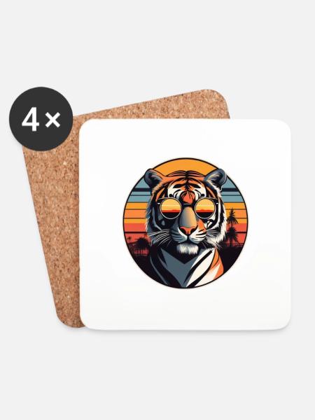 Stylischer Tiger-Print für Trendsetter - Untersetzer (4er-Set) - Weiß