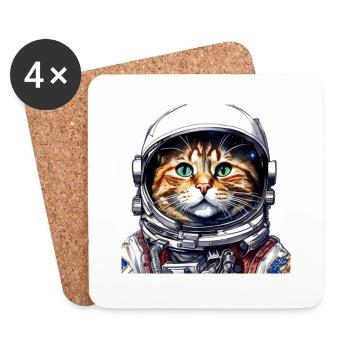 CAT ASTRONAUTE1 - Coasters (set of 4) - white - Front