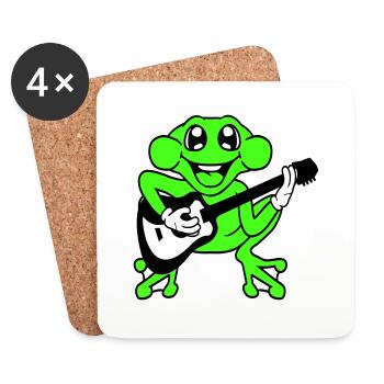 Frosch Fröschchen Spielt Gitarre Musik Gitarrist - Untersetzer (4er-Set) - Weiß - Vorne