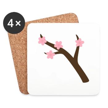 Branche de Sakura - Dessous de verre (lot de 4) - blanc - Devant
