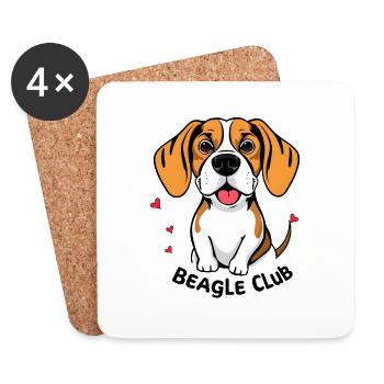 Beagle Club – Schlappohren zum Verlieben - Untersetzer (4er-Set) - Weiß - Vorne