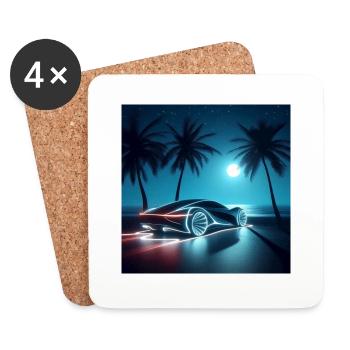Futuristic Car Moonlit Ride: Drive into Tomorrow - Untersetzer (4er-Set) - Weiß - Vorne