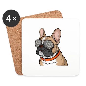 French Bulldog with Sunglasses - Coasters (set of 4) - white - Front