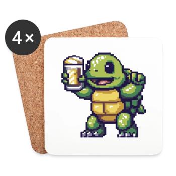 Turtle Beer Pixel - Coasters (set of 4) - white - Front