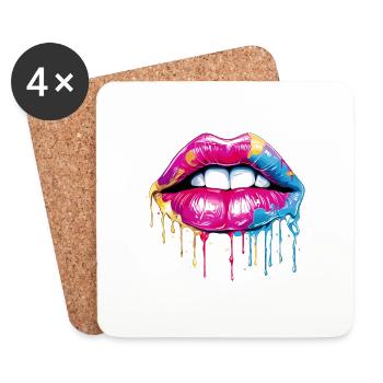 Graffity Lippen Motiv - Untersetzer (4er-Set) - Weiß - Vorne