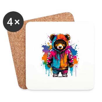 Graffity Junior Bär Motiv - Untersetzer (4er-Set) - Weiß - Vorne