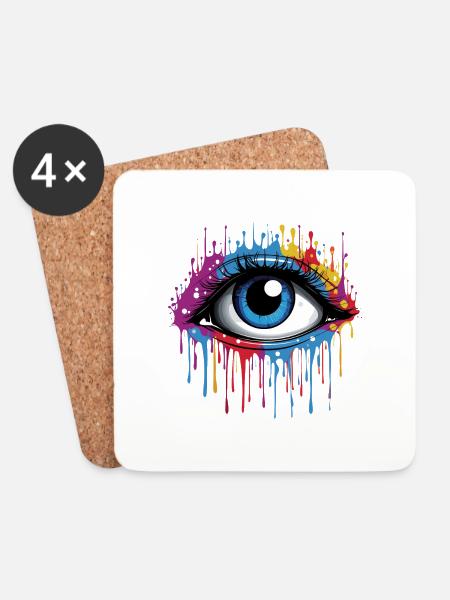 Graffity Augen Motiv - Untersetzer (4er-Set) - Weiß