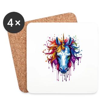 Einhorn Graffity Motiv - Untersetzer (4er-Set) - Weiß - Vorne