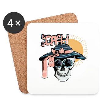 Un crâne au soleil - Dessous de verre (lot de 4) - blanc - Devant