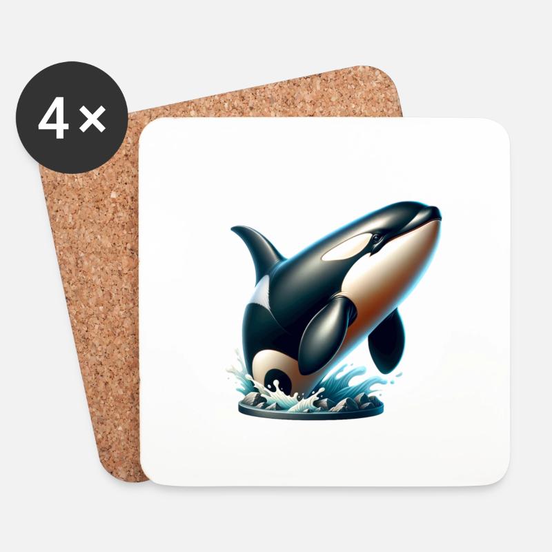 Orca Wal - Untersetzer (4er-Set) - Weiß