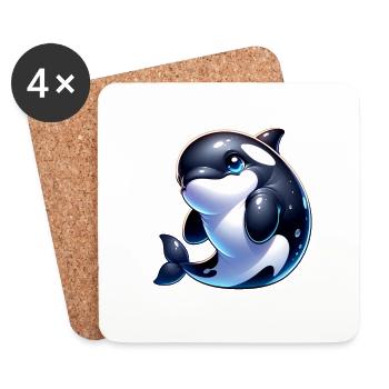 Orca Wal - Untersetzer (4er-Set) - Weiß - Vorne