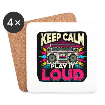 Keep calm play it loud - Coasters (set of 4) - white - Front