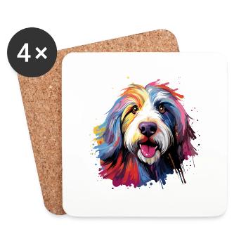 Bearded Collie 01 - Untersetzer (4er-Set) - Weiß - Vorne