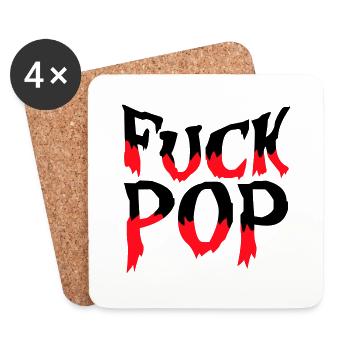 Fuck Pop Charts Musique Heavy Metal Hard Rock Amour - Dessous de verre (lot de 4) - blanc - Devant