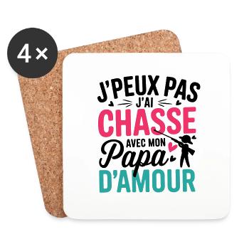 J peux pas j aiChasse AvecMon Papad amourcoeur - Dessous de verre (lot de 4) - blanc - Devant