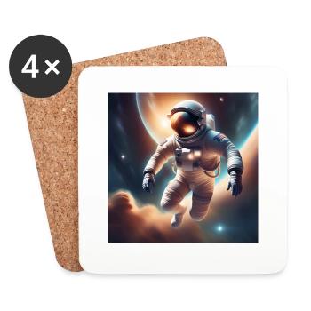 Astronaut im Weltall - Untersetzer (4er-Set) - Weiß - Vorne