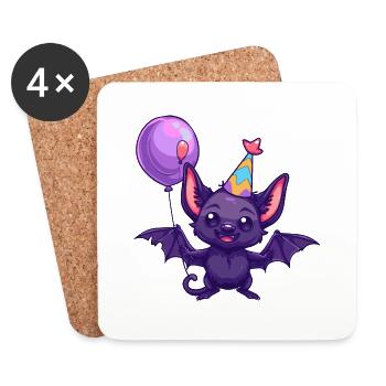 Chauve-souris Anniversaire Bébé - Dessous de verre (lot de 4) - blanc - Devant