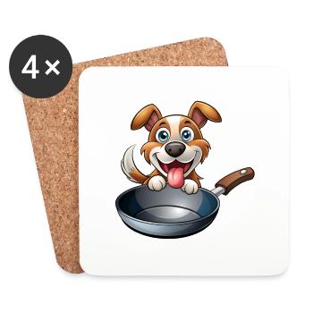 Pfannenhund - Dessous de verre (lot de 4) - blanc - Devant