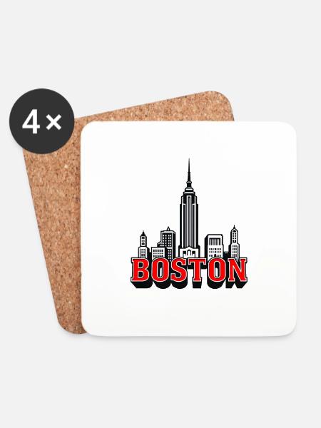 Boston USA Geschenkidee - Untersetzer (4er-Set) - Weiß