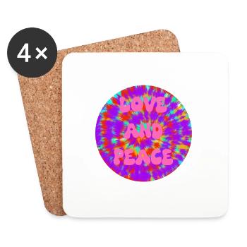 Love and Peace - Coasters (set of 4) - white - Front