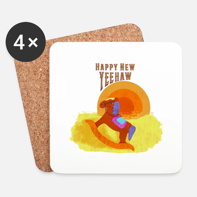 Happy New Year Western - Untersetzer (4er-Set) - Weiß