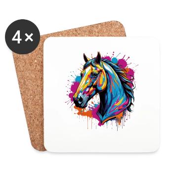 Funky Pferd - Untersetzer (4er-Set) - Weiß - Vorne