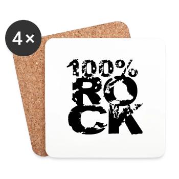 100% Percent Rock Heavy Metal Musique Texte Logo Fun - Dessous de verre (lot de 4) - blanc - Devant