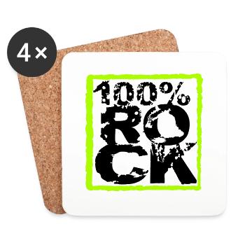 100% Percent Rock Heavy Metal Musique Texte Logo Fun - Dessous de verre (lot de 4) - blanc - Devant
