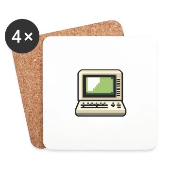 8-Bit DOS Terminal Computer Retro Pixelart - Untersetzer (4er-Set) - Weiß - Vorne