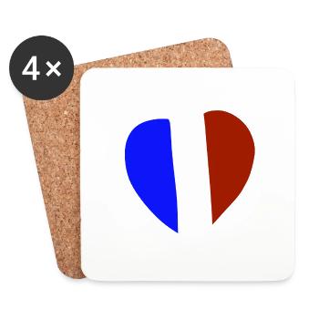 Frankreich Herz - Untersetzer (4er-Set) - Weiß - Vorne