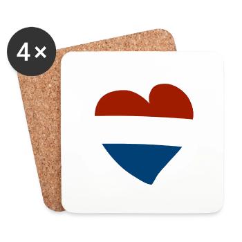 Pays-Bas Cœur - Dessous de verre (lot de 4) - blanc - Devant