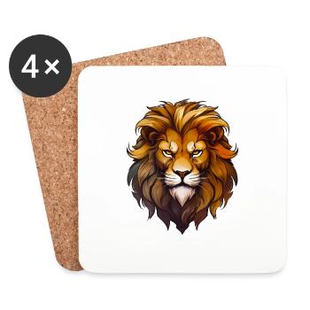 Lion sauvage en colère motivation sport - Dessous de verre (lot de 4) - blanc - Devant