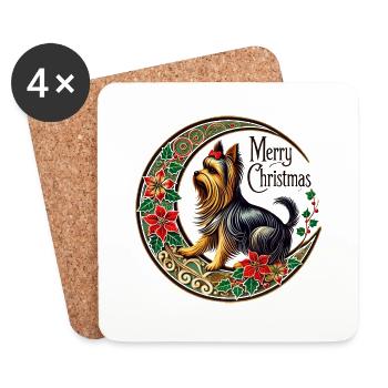 Frohe Weihnachten Yorkie - Untersetzer (4er-Set) - Weiß - Vorne