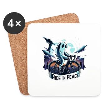 Ghostly Cyclist Night Ride - Coasters (set of 4) - white - Front