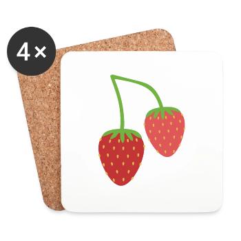 Erdbeeren - Untersetzer (4er-Set) - Weiß - Vorne