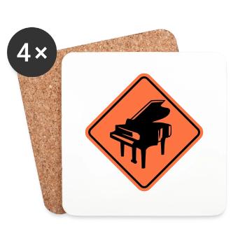 Sign Piano Instrument Warning Classical Music - Coasters (set of 4) - white - Front