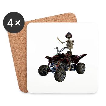 Skelett fährt Quad Fahrrad - Untersetzer (4er-Set) - Weiß - Vorne