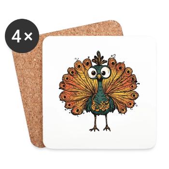 Peacock Bird Halloween Funny Zombie - Coasters (set of 4) - white - Front