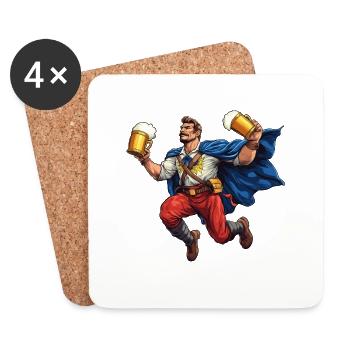 Bier Superheld Trachten Bedienung Volksfest Motiv - Untersetzer (4er-Set) - Weiß - Vorne