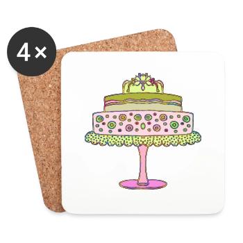 Gâteau - Dessous de verre (lot de 4) - blanc - Devant