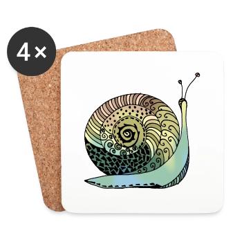 Escargot - Dessous de verre (lot de 4) - blanc - Devant