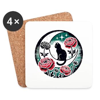 Black Cat Moon - Coasters (set of 4) - white - Front