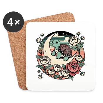 Tortue-boîte mignonne - Dessous de verre (lot de 4) - blanc - Devant