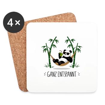 Ganz entspannt - Panda - Untersetzer (4er-Set) - Weiß - Vorne