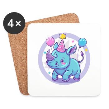 Nashorn Geburtstag Baby - Untersetzer (4er-Set) - Weiß - Vorne